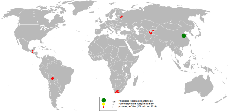 Mapa das reservas de antinmônio
