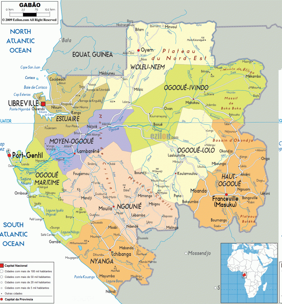 Mapa Político do Gabão
